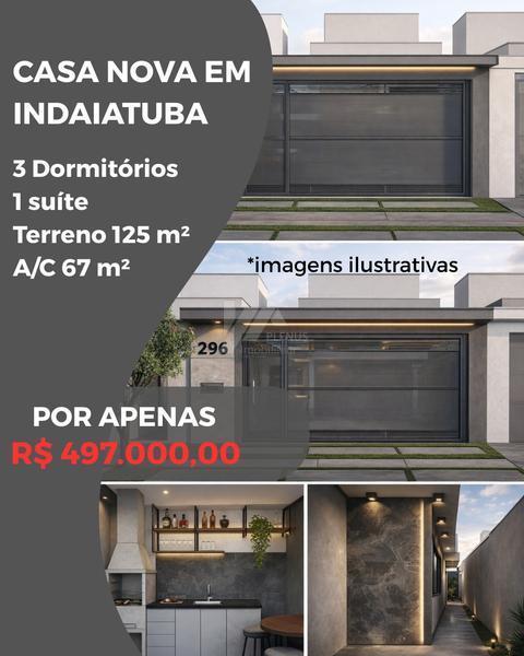 Casa à venda em Indaiatuba, Jardim Morada do Sol, com 3 quartos, com 67 m²